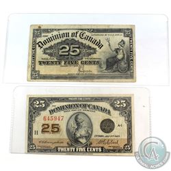 1900 Dominion of Canada 25ct Saunders Note & 1923 Dominion of Canada 25ct Campbell-Clark Note.  2pcs