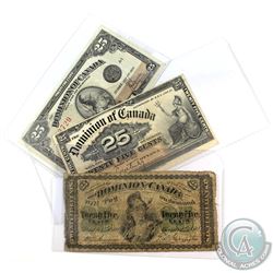 1870-1923 Dominion of Canada 25ct Banknote Collection. You will receive the following, 1870 Dickinso