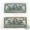 Image 1 : Consecutive 1937 Bank of Canada $1 Coyne-Towers, W/M5585479/80. UNC+ Condition. 2pcs.