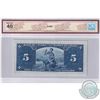 Image 2 : BC-23b 1937 Bank of Canada $5 Gordon-Towers, S/C Prefix, 7724783. BCS Certified EF-40.