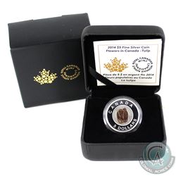 2014 $5 Flowers in Canada - Tulip Fine Silver & Niobium Coin (Sleeve is bent). (TAX Exempt)