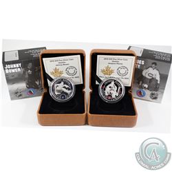 2015 Canada $10 NHL Goalies - Johnny Bower & Jacques Plante Fine Silver Coins. 2pcs (TAX Exempt)