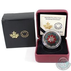 2014 Canada $25 Christmas Ornament Fine Silver Coin (Sleeve is bent) (TAX Exempt)
