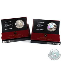 2006 Canada $30 Canadarm & 2007 Canada $30 Vimy Ridge Sterling Silver Coins. 2pcs.