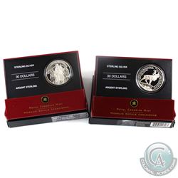 2006 Canada $30  National War Memorial & Beaumont-Hamel (Worn Box) Sterling Silver Coins.  2pcs.