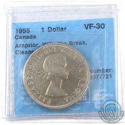 1955 Canada Silver $1 Arnprior with Die Beak CCCS Certified VF-30.