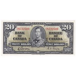 BC-25b 1937 Bank of Canada $20 Gordon-Towers E/E8722509 in AU Condition.