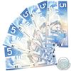 Consecutive 2001 Bank of Canada $5, Knight-Dodge, ANY/5593651/52/53/54/55. AU-UNC Condition. 5pcs.