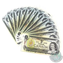 Lot of 1973 Bank of Canada $1 Notes in UNC Condition.  9pcs.