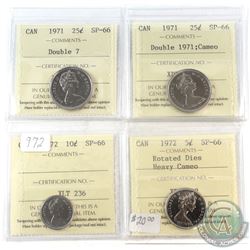 1971-1972 Canada ICCS Certified SP-66 Coin collection with minor Errors.  You will receive the follo