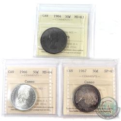 1964, 1966, 1967 Canada 50-cent ICCS Certified Collection.  You will receive the following, 1964 MS-