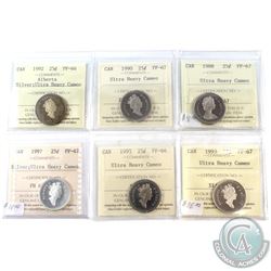 1988-1997 Canada 25-cent Proof ICCS Certified Collection. You will receive the following, 1988 PF-67