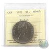 Image 1 : 1971 Canada Nickel $1 ICCS Certified MS-65 with Die Crack in 'Canada' not noted on holder.