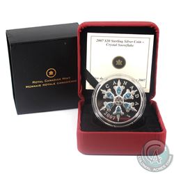 2007 Canada $20 Blue Crystal Snowflake Sterling Silver Coin.