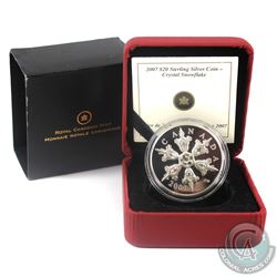 2007 Canada $20 Iridescent Crystal Snowflake Sterling Silver Coin.