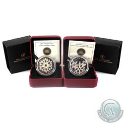 2011 Canada $20 Topaz & Hyacinth Crystal Snowflake Fine Silver Coins (TAX Exempt) 2pcs.