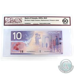 BC-63aA 2001 Bank of Canada REPLACEMENT $10 Knight-Thiessen, FDU9800811.  FDU (9.240M-10.00M)
