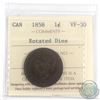 Image 1 : 1858 Canada 1-cent ICCS Certified VF_30 Rotated Dies.