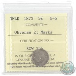 1873 Newfoundland 5-cent Obverse 2 ICCS Certified G-6 Marks.