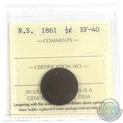 1861 Nova Scotia 1/2-cent ICCS Certified EF-40.