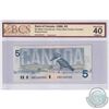 Image 1 : 1986 $5 BC-56aA, Bank of Canada, Crow-Bouey, Yellow back Position number, ENX Replacement, BCS Certi