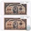 Image 1 : Pair of 1923 25-cent Dominion of Canada McCavour F-VF(damaged). 2ppcs