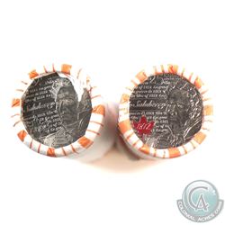 2013 Canada 25-cent Salaberry Circulated Rolls. One roll is fully coloured and the other is fully no