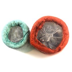 1965 Canada Silver 10-cent & 25-cent Original Rolls. 2 rolls