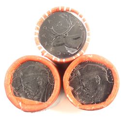 3x 2005 Canada 25-cent Original Rolls of 40pcs - 2005P Caribou, 2005P Veteran & 2005P Veteran Specia