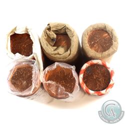 1980-1987 Canada 1-cent Original rolls of 50pcs - 1980, 1981, 1982, 1983, 1985 & 1987 (1980 is unwra