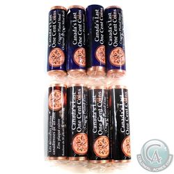Group Lot of 2012 Canada's Last One Cent Coins Rolls of 50pcs - 4x Copper Plated Zinc & 4x Copper Pl