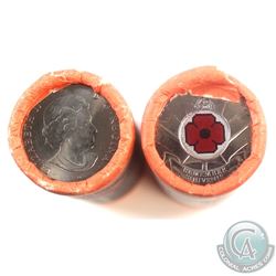 2004P Canada 25-cent Coloured Poppy & 2008 25-cent Poppy Original Rolls of 40pcs. 2 rolls