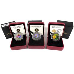 2012-2014 Canada 25-cent Flower & Fauna Coloured Cupronickel Coins - 2012 Aster and Bumble Bee, 2013