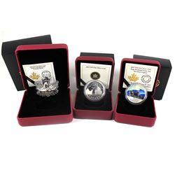 2012, 2016 & 2017 Canada $10 Fine Silver Coins - 2012 $10 R.M.S. Titanic, 2016 $10 Canada Geese Mapl