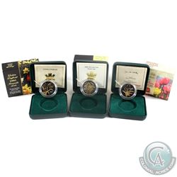2002-2004 Canadian Flora 50-cent Gold Plated Sterling Silver Coins - 2002 Golden Tulip, 2003 Golden 