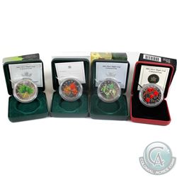 2001-2004 Canada $5 1oz Coloured Maple Leaf Fine Silver Coins. 4pcs (TAX Exempt) Coins may have ligh