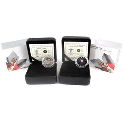2008 & 2010 Canada $1 Lucky Loonie Coloured Sterling Silver Coins (Both coins have toning). 2pcs (TA