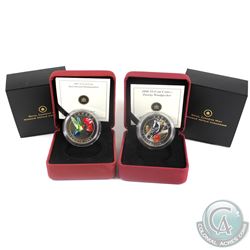 2007 Canada 25-cent Birds of Canada - Ruby-Throated Hummingbird & 2008 25-cent Downy Woodpecker. 2pc