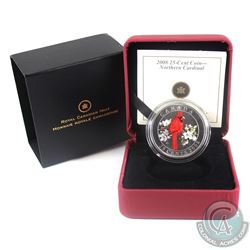 2008 25-cent Birds of Canada - Northern Cardinal (Coin is scratched with black marks on the back)