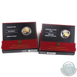 2005 & 2006 Canada 50-cent Canadian Floral Collection Gold Plated Sterling Silver Coins - 2005 Golde