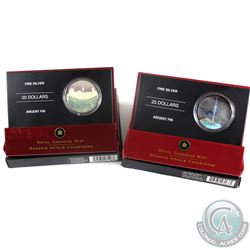 2006 Canada $20 Architectural Treasures Fine Silver Coins - CN Tower & Pengrowth Saddledome (Capsule