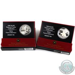 2006 Canada $20 National Park Fine Silver Coins - Georgian Bay & Nahanni Northwest Territories. 2pcs