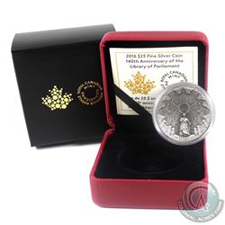2016 Canada $25 The Library of Parliament Fine Silver Coin (Sleeve lightly dented on a corner). (TAX