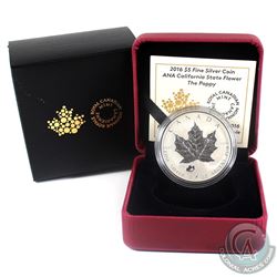 2016 Canada $5 Poppy Privy - ANA California State Flower Fine Silver Coin. (TAX Exempt)