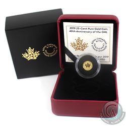 2019 Canada 25-cent 40th Anniversary of the GML Pure Gold Coin. (TAX Exempt)