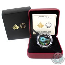 2017 Canada $20 Under the Sea - Sea Turtle Fine Silver Coin (Sleeve unglued on one side). (TAX Exemp