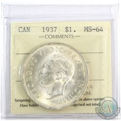 1937 Canada Silver $1 ICCS Certified MS-64