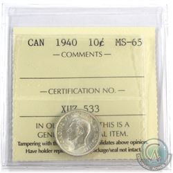 1940 Canada 10-cent ICCS Certified MS-65