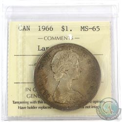 1966 Canada Silver $1 Large Beads ICCS Certified MS-65