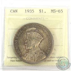 1935 Canada Silver $1 ICCS Certified MS-65